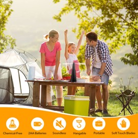 Fly Fans for Tables, Fly Repellent Fan Indoor Outdoor with Holographic Blades,4 Pack Batteries Powered for Picnic, Party, Restaurant, Kitchen, and BBQ