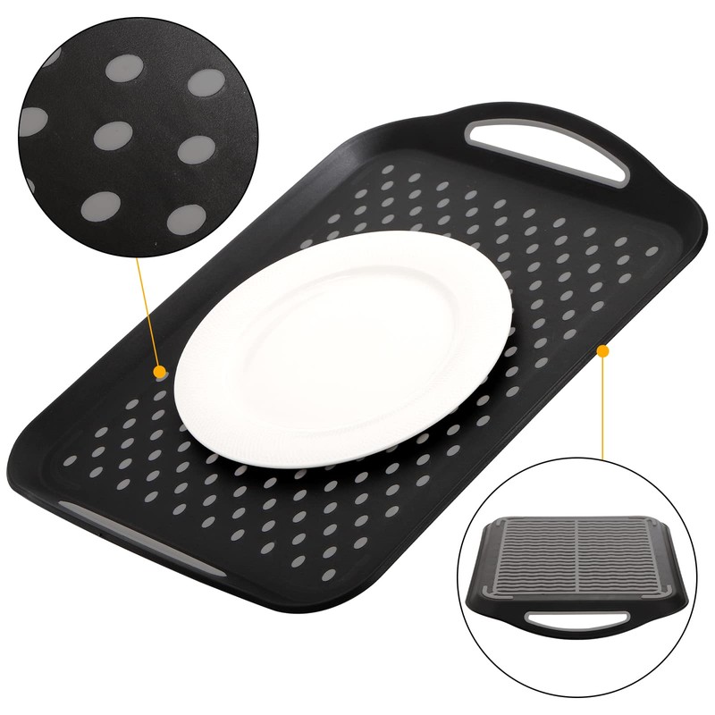 TOPZEA 2 Pack Non Slip Serving Trays with Handle, Plastic