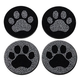 YYlingx 2Pcs Car Coasters, Car Cup Holder Coaster,Paw Print Car Cup Holder Coaster,Bling Car Accessories with Crystal Rhinestones for Women and Men(white)