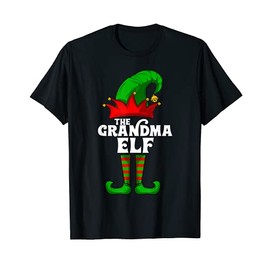 The Grandma Elf Funny PJ Christmas Pajama Jammie Women Gifts T-Shirt, black