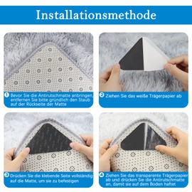 banpa Non-Slip Mat for Carpet, Pack of 8, Washable and Reusable Carpet, Non-Slip Underlay, Non-Slip Pads Made of High-Quality Materials to Prevent the Carpet from Slipping