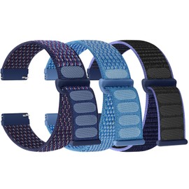 [Acortjl] Watch Band 18mm 20mm 22mm Quick Release Nylon Sport Loop Watch Band Adjustable Breathable Replacement Strap for Women Men 3 Pack, 18 mm, No Gemstone