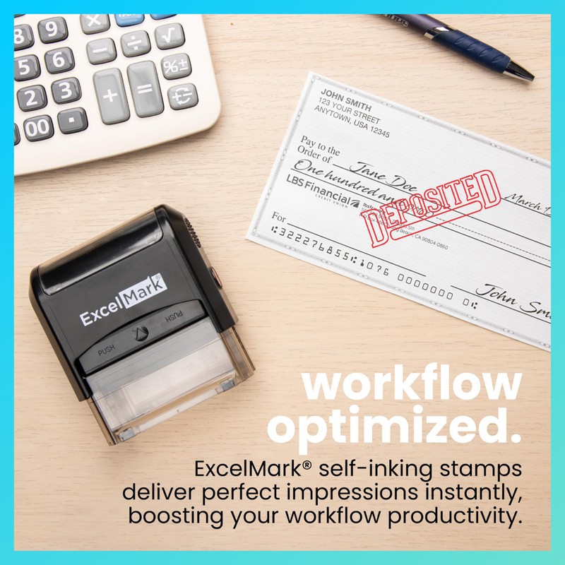 DEPOSITED Self Inking Rubber Stamp - Red Ink (ExcelMark A1539)