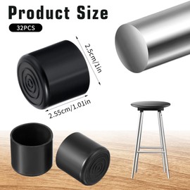 32 Pack Rubber Chair Leg Caps 1 Inch Round Chair Leg Floor Protectors Non-Slip Covers Reduce Noise Table Floor Protectors End Caps for Furniture Table