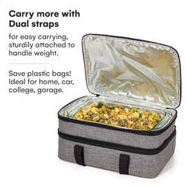 VP Home Large Casserole Carrier - Double Compartment Insulated Bag for Hot or Cold Food - Cupcake Carrier - Insulated Tote Bag with Lid for Travel Parties or Food Transport Containers - Heather Gray