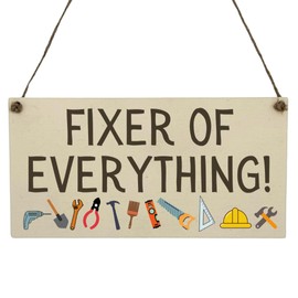 Second Ave Funny Fixer of Everything Office Desk Wooden Hanging Rectangle Sign Plaque Secret Santa Gift