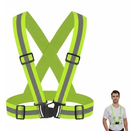 Reflective Vest Bicycle Reflective Safety Vest Adjustable - High Visibility Vest for Running Jogging Motorcycle Elastic Reflector Vest for Adults Women & Men, Neon Yellow
