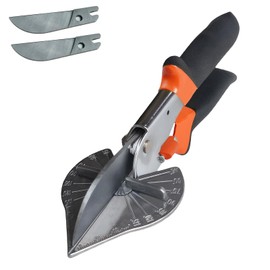 Miter Shears, 45°–135° Adjustable Multi-Angle Trim Cutter for Molding, Shoe Molding & Quarter Round, Handheld Angular Scissors for Wood, Plastic, PVC, Rubber & Vinyl（Black and orange handle）