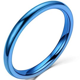 Jude Jewelers 1.5mm Stainless Steel Classical Plain Stackable Wedding Band Ring (Blue, 7.5)