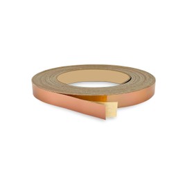 Mirror Copper PVC 5/8 inch x 25 ft Edge Banding Peel Stick Tape Adhesive Metal Edging Veneer Aluminum Trim Flexible Strip Molding MDF Wood Cabinet Laminate Shelf Furniture Countertop Formica Plywood