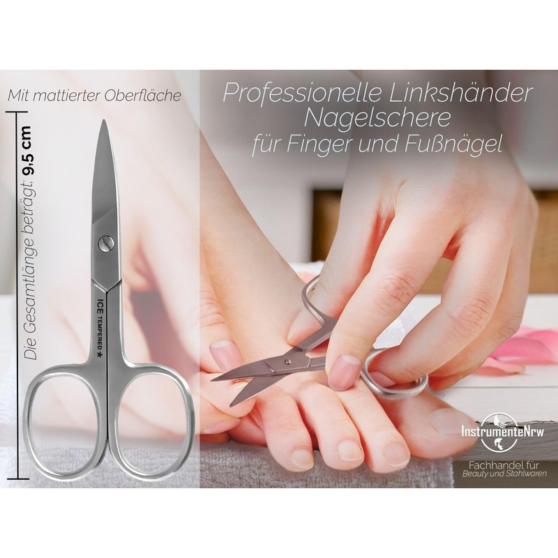Professional Nail Scissors Left-Handed - Stainless Steel - Curved Sharp
