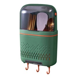 Wall Mounted Chopsticks Holder Multifunctional Chopstick Drain Storage Box Kitchen Utensil Wall Organizer with Cover for Spoons Forks