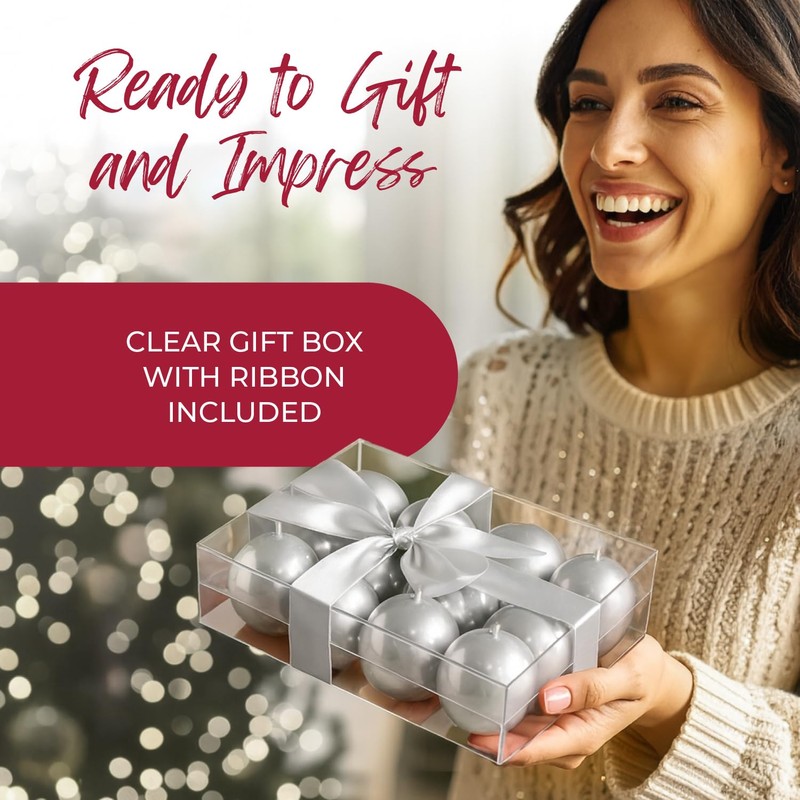 Biedermann & Sons Silver Ball Candles – Decorative Metallic Novelty