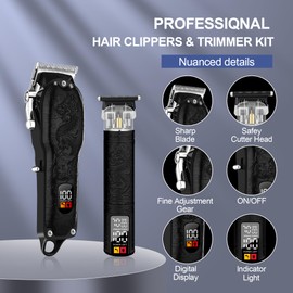 LQT Professional Hair Clippers for Men, Professional Barber Clippers and Trimmer Set, Cordless Rechargeable Electric Hair Clippers for Hair Cutting, Men's Gifts for Husband, Barbers, Father