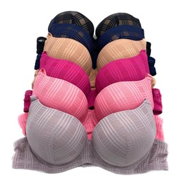 6 pcs Max Lift Power Wired Add 2 Cup Sizes T-Shirt Double Push Up Bra 32A