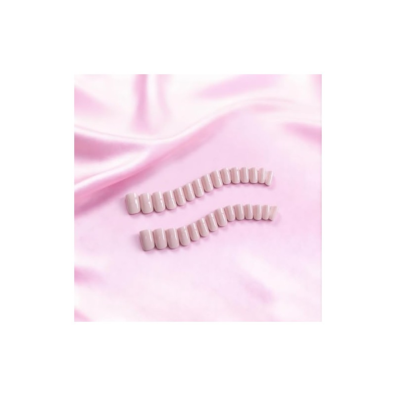 Uñas postizas cuadradas medianas en rosa empolvado, uñas postizas cortas