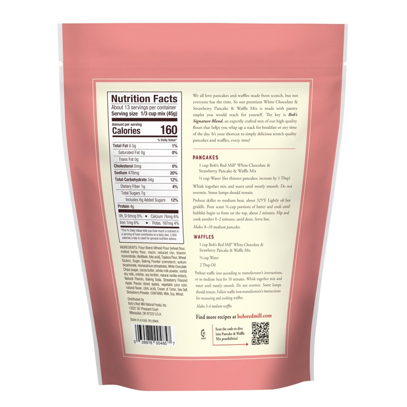 Bob’s Red Mill White Chocolate & Strawberry Pancake/Waffle Mix, 20