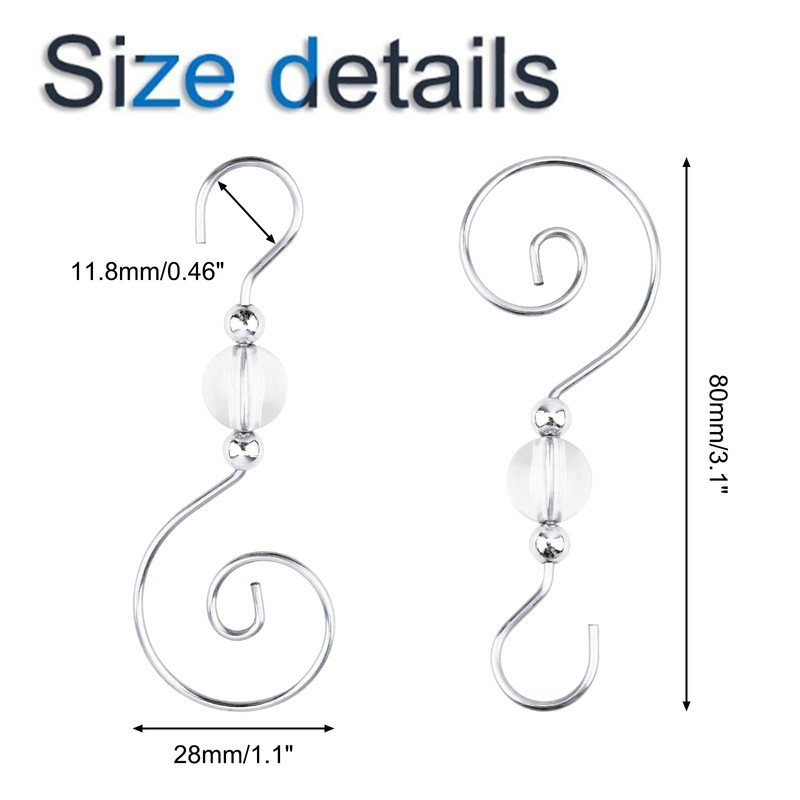 INCREWAY Wire Ornament Hooks, 30 Pcs Silver S-Shaped Christmas Tree