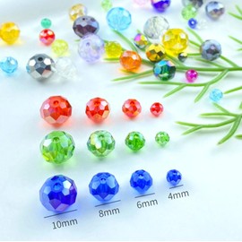 Tingoons 60 PCS 10mm Crystal Glass Beads AB Color Faceted Beads Briolette Rondelle Beads Loose Spacer Beads for DIY Handcrafte Jewelry Making Bracelet Necklace Earring (Orange AB)