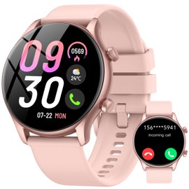 vamout Women's Round Smartwatch with Phone Function, 1.39 Inch HD Watch Women, Fitness Watch Women 100+ Sports Modes, Smart Watch with SpO2 Heart Rate Monitor Sleep Monitor, IP68 Waterproof, Watches