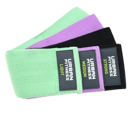 Urban Fitness Unisex (Set 3) Urban Fitness Fabric Resistance Band Loop Set of 3 15 Inch, White, One Size UK