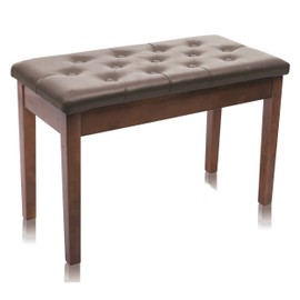 Griffin Brown Wood Piano Bench (ErgonomicPRO-X Series) – PU Leather Duet Seat with Storage, Double Stool for Musicians, Keyboard, or Vanity Use