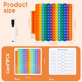 Multiplication Tables for Kids, Times Table Pop Up Times Tables Toy Rainbow Math Table Sensory Toy Maths Fidget Times Tables with Pen for Teachers Student , 12x12