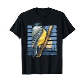 Retro Bird Watcher Chickadee Nature Forest Moon Birds T-Shirt
