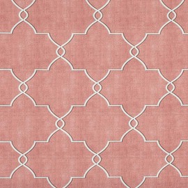 Kt KILOtela - Digital Printed Canvas Fabric - Half Panama 100% Organic Cotton - Oeko-Tex Standard 100 - Width 280 cm - Choice of Length 50 to 50 cm | Geometric Vintage Adagio - Coral Pink