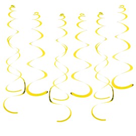 Fumwase Party Swirl Decorations Gold Shinny Foil Hanging Swirl Decorations Plastic Streamer for Ceiling Plastic Streamer for Party Decorations Metallic Hanging Swirl Pack of 30