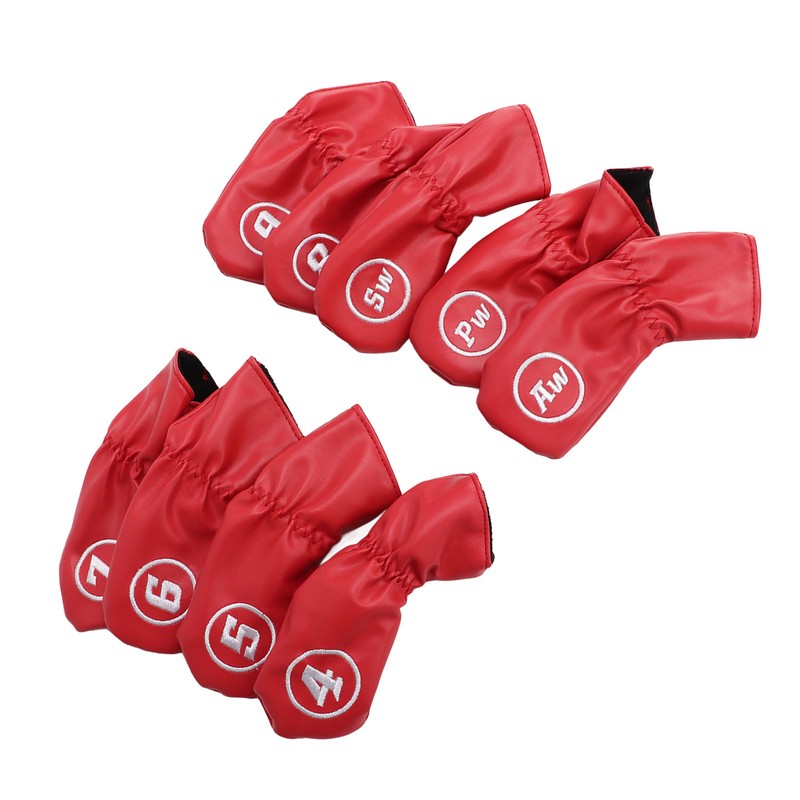 9Pcs Golf Iron Head Covers PU Waterproof Golf Club Headcovers