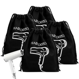 Hair Dryer Bags Bulk, Hairdryers Storage Drawstring Pouch, Blow Dryer Case Container Hairdryer and Styling Tools Accessories Bags for Hotel Home Travel Bathroom 11.8 x 13.7 inch (4 PCS Black)