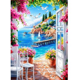 AIRDEA Landscape Diamond Art Painting Kits for Adults,5D Diamond Dots Kits for Beginner,Paysage Peinture Diamant Kits 30x40 cm,Round Full Drill