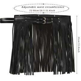 Chyuxinda Women's Punk Waist Belt Fringe PU Leather Belt Faux Leather Skirt Decorative Waist Belt, black