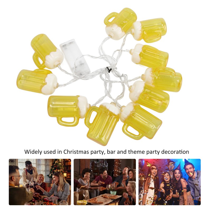 2pcs Beer String Lights 6.5ft 10LED Holiday Party Decorative String