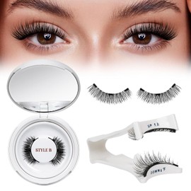 Pestañas Magnéticas Pestañas Postizas de Aspecto Natural con Aplicador Sin Pegamento Kit de Pestanas Falsas Banda Transparente Wispy Reutilizables sin Eyeliner (Lv02)