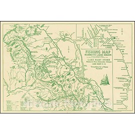 Historic Map : Fishing Map Mammoth Lakes Region, ., 1930, Vintage Wall Art : 24in x 16in