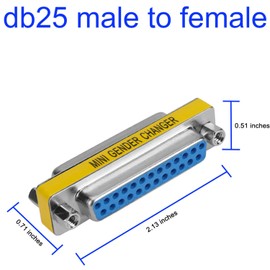 VISSQH 2 x DB25 Male and Female Coupler Adapter Male DB25 25 Pin 2-Row Gender Changer Serial Adapter for Data Transfer and Device Connection