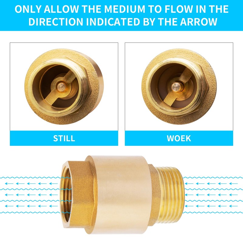 ChillWaves Brass In-Line Spring Check Valve DN20 3/4" Male x