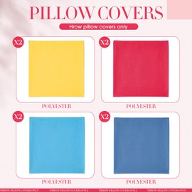 Yuntau Hawaiian Color 8 Pcs Picnic Pillow Covers Only 18x18 Inch Outdoor Pillow Cover Throw Cushion Cases Picnic for Summer Birthday Bachelorette Tea Party Brunch Beach Backyard Sofa Decor