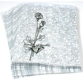 888 Display USA® - 100 Silver Paper Gift Flat Shopping Bags Sales Tote Bags 4" x 6"
