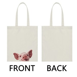 WIRESTER Canvas Tote Bag for Women Girls, Beach Bag, Grocery Shopping Bag, Shoulder Bag, Travel Tote Bag, Baby Pig, Large