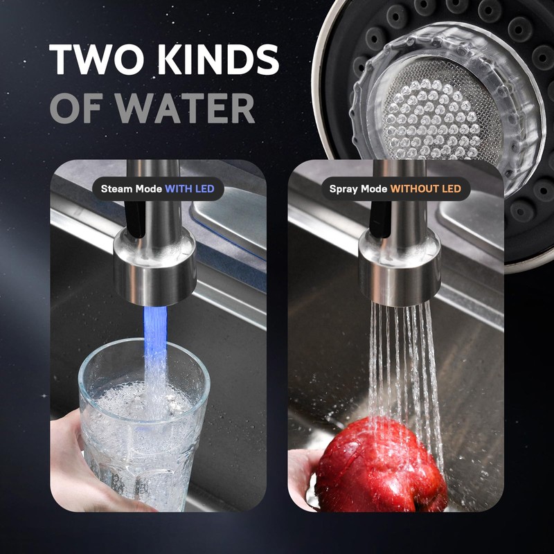 WEWE Kitchen Faucets, Brushed Nickel Kitchen Faucet with Pull Down
