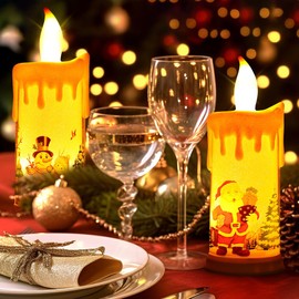 Velas Electricas 2PCS,Vela Electrónica Navideña,Vela Electrónica LEDPara Decoraciones Navideñas en Hogar,Bodas,Fiestas,Navidad