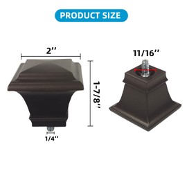 Kowibcl Finials For Curtain Rods, 2 Pcs Curtain Rod Finials for 5/8 Inch With 1/4" - 20 UNC Screws Curtain Rod, Drapery Rod Finials of Square Shape(Bronze)