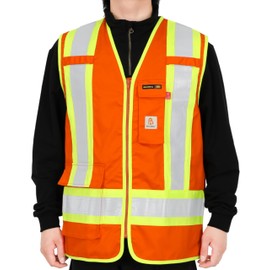 BOCOMAL FR Vest Zipper 4”Tape Hi Vis/High Visibility ANSI/ISEA NFPA2112 CAT2 Flame Resistant Satety Workwear