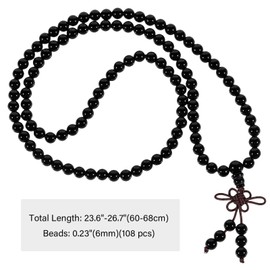 Nupuyai 108 Mala Prayer Beads Bracelet Women Men, Black Agate Crystal Stone Beads Wrap Bracelet Meditation Stone Necklace Multi Layer Bracelet