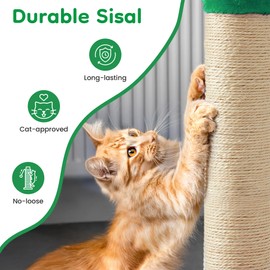 Keygarzone Indoor Cat Scratching Post: 22 in Tall Cat Scratcher with Natural Sisal Rope, Cute Monster Design Kitty Pet Tower with Sturdy Wood Base, Great Gift for Small and Large Kittens, Green