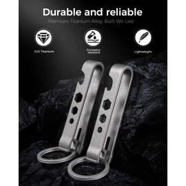 FEGVE Titanium Duty Belt Key Holder, Key Belt Clip, Carabiner Keychain Clip with Key Ring, Keychain Multitool -(L/Matte)