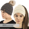 TOSKATOK® Ladies Womens Plain Ponytail Messy Bun Ribbed Winter Beanie